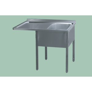 MSJOL/M 7012 - Stůl mycí 120x70x90 - 1x dřez 50x40x30 odkapávací plocha levá
