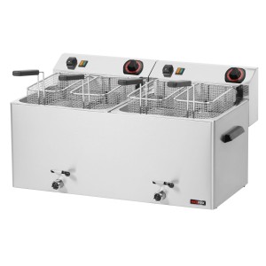 Fritéza elektrická dvojitá 0,74 kW/l, 11+11 l stolní s výpustí 400 V | REDFOX - FE 1010 TD