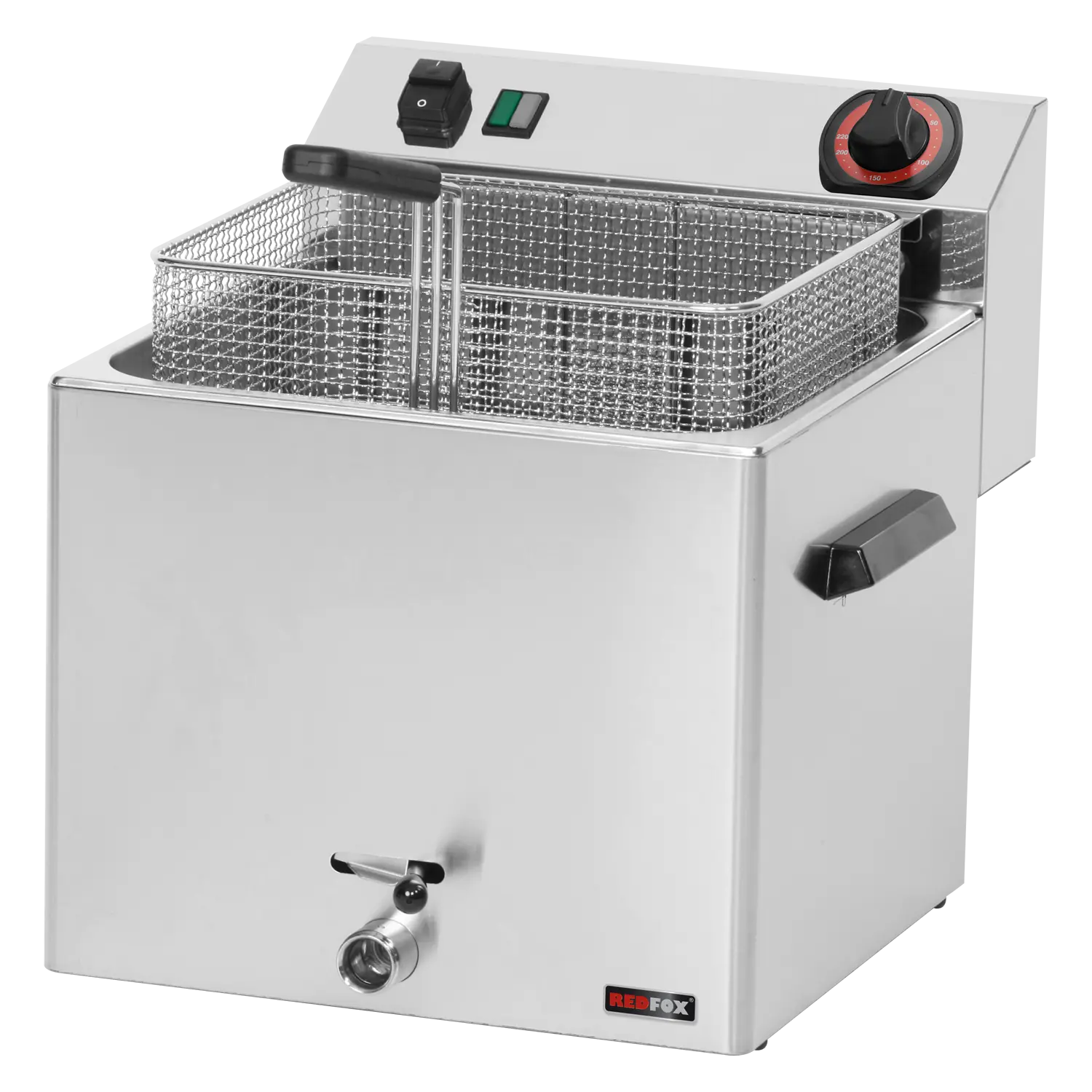 Fritéza elektrická 0,74 kW/l, 11 l stolní s výpustí 400 V | REDFOX - FE 10 T