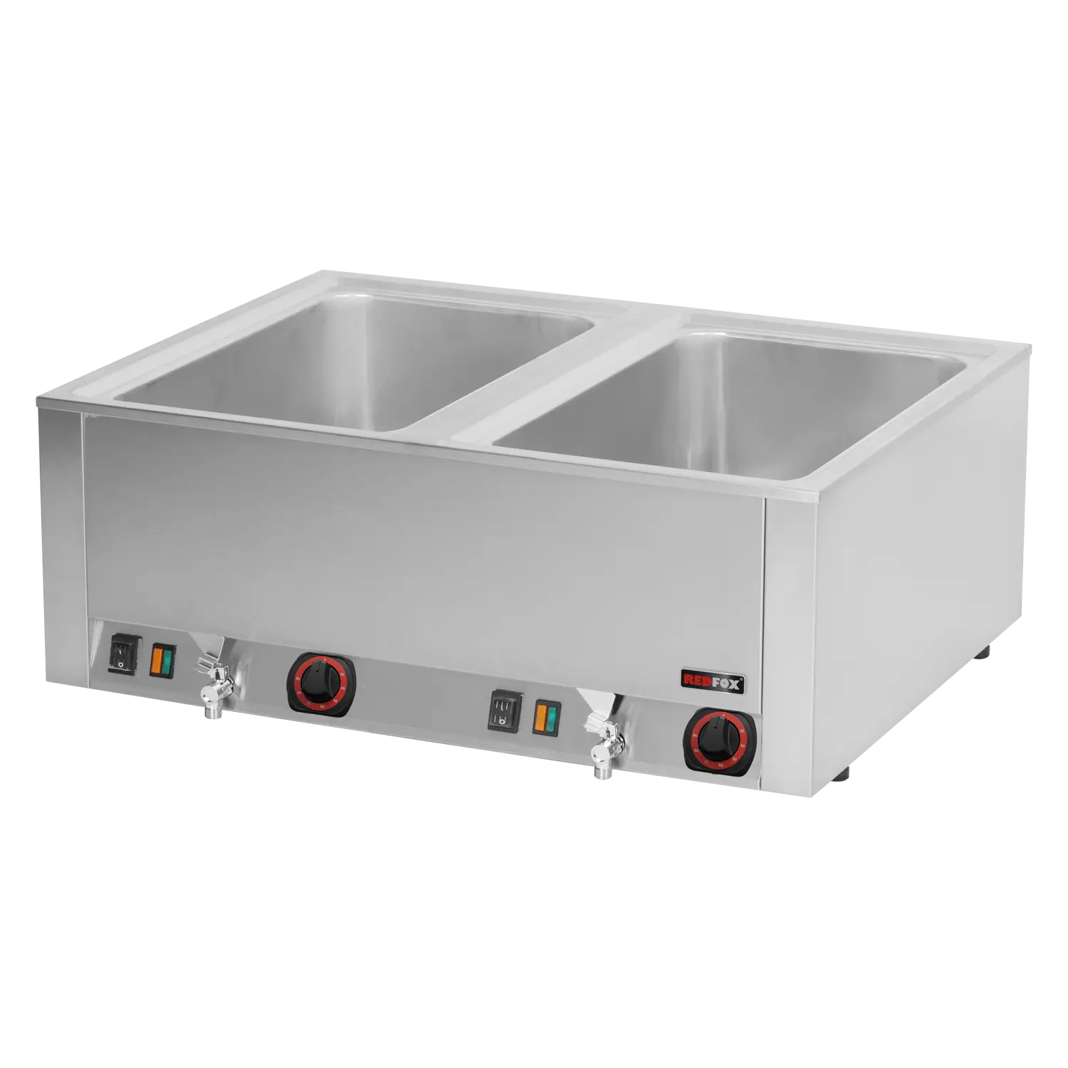 Vodní lázeň elektrická 2x GN 1/1 - 200 stolní s výpustí | REDFOX - BMV 2120