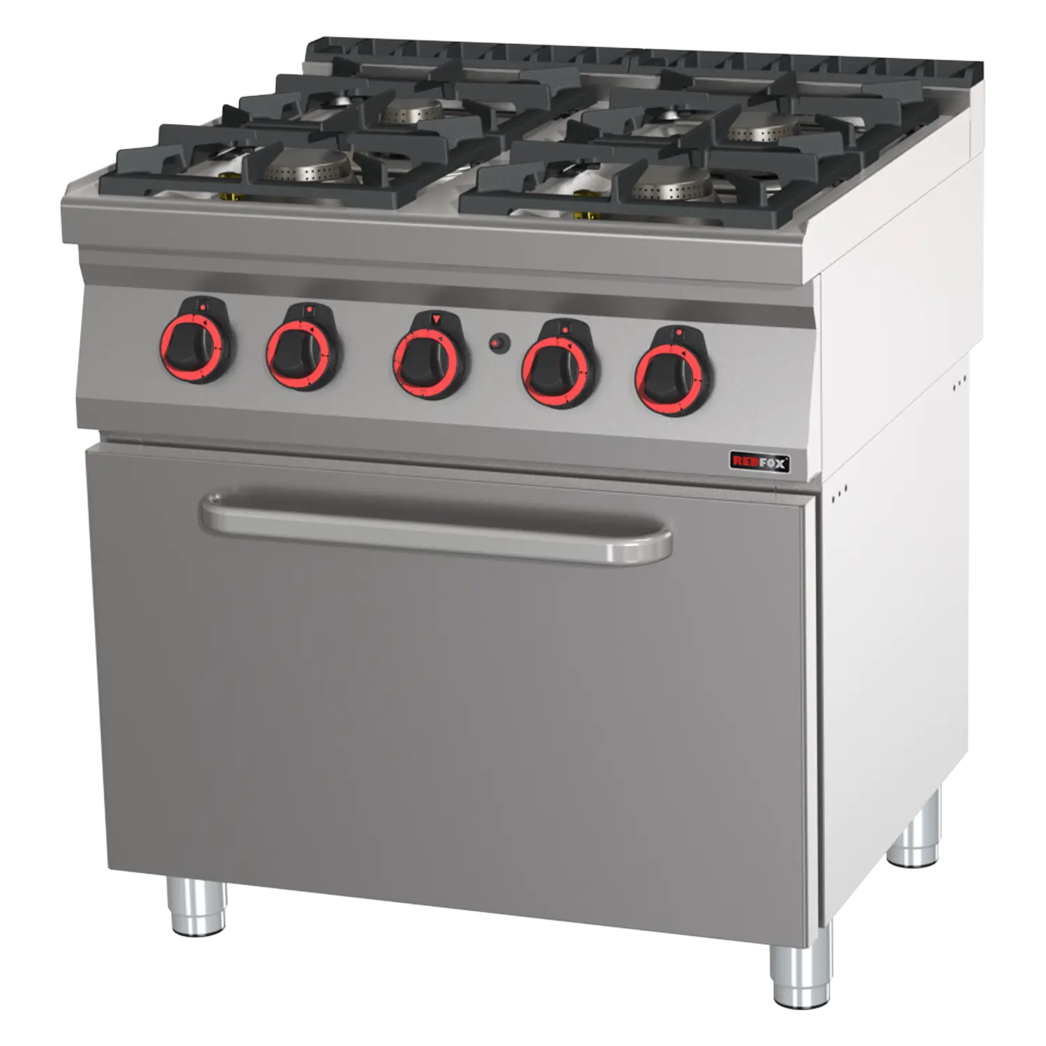 Cooking range gas with static gas oven GN 2/1 - 4x burner  | REDFOX - SPT 70/80 21 G