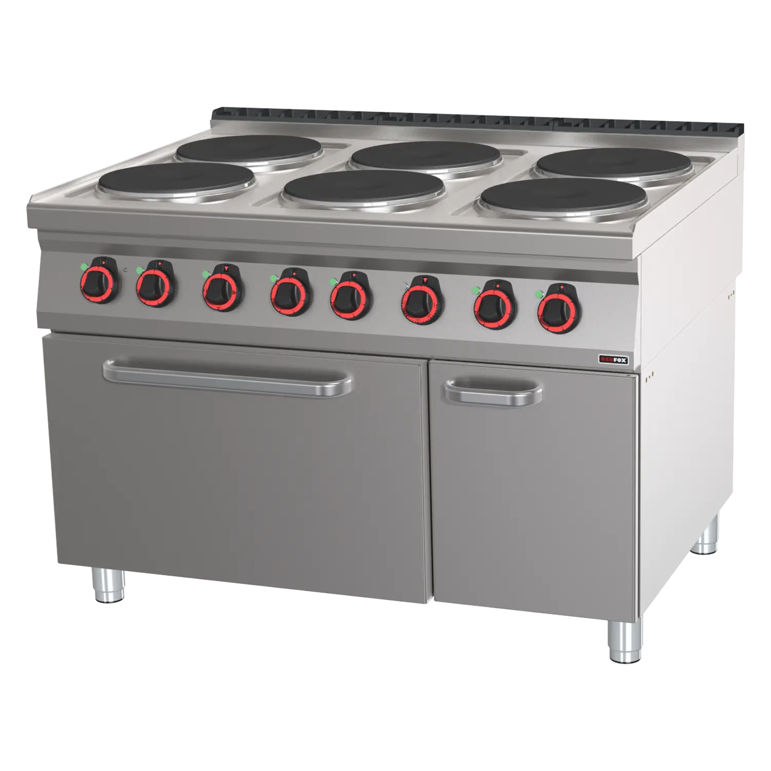 Cooking range electric 6x plates with oven GN 2/1 | REDFOX - SPT 90/120-21 E