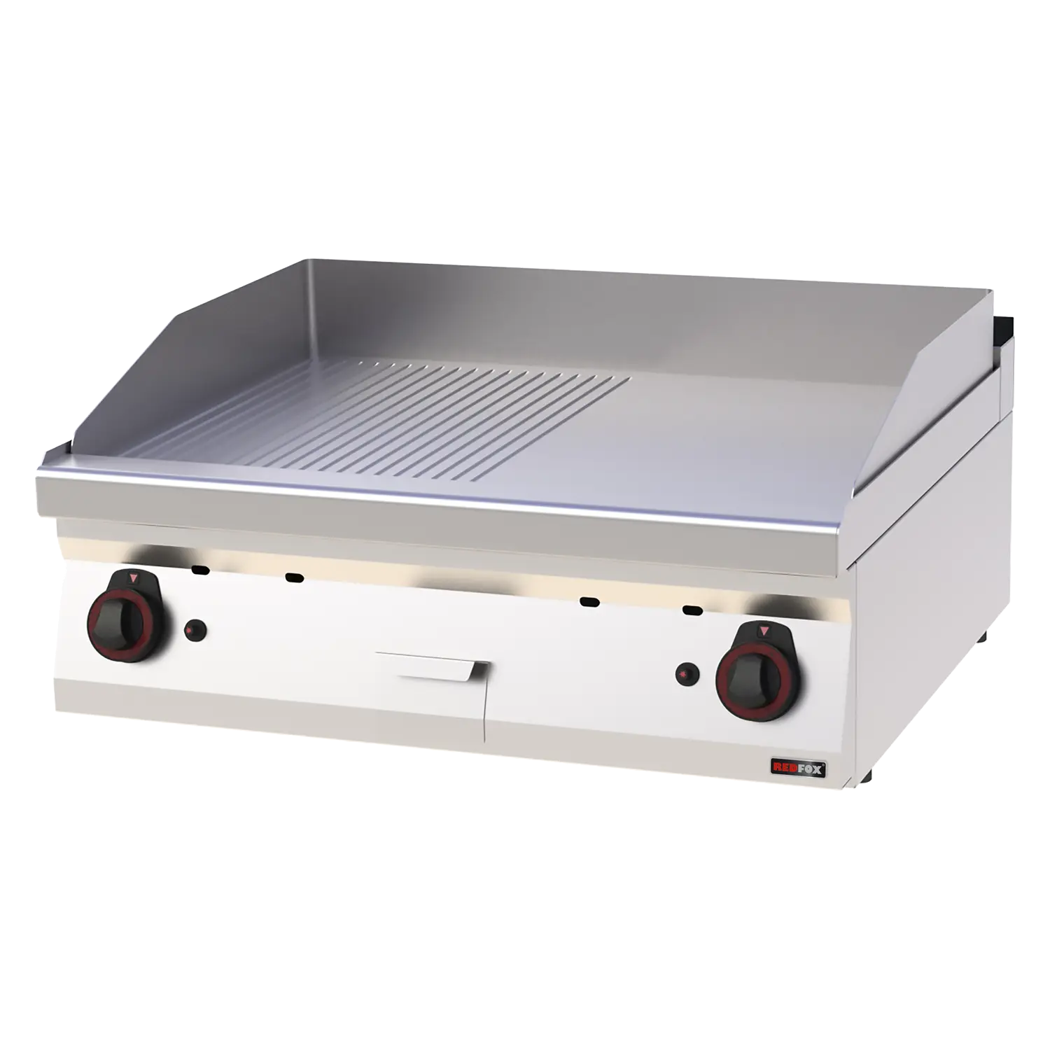 Fry-top griddle plate 80x51 gas combined without cabinet | REDFOX - FTHR 70/08 G