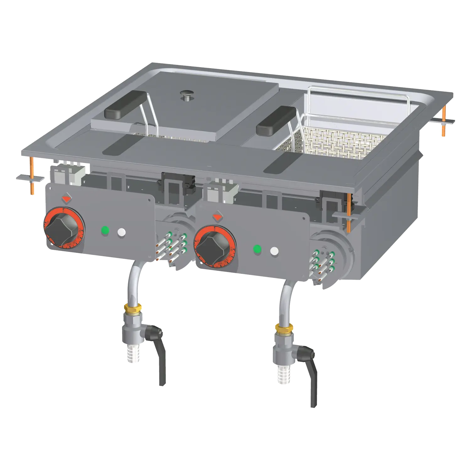 Fritéza drop-in elektrická dvojitá 0,66 kW/l, 10+10 l 400 V | RM - F2/10D-66ET