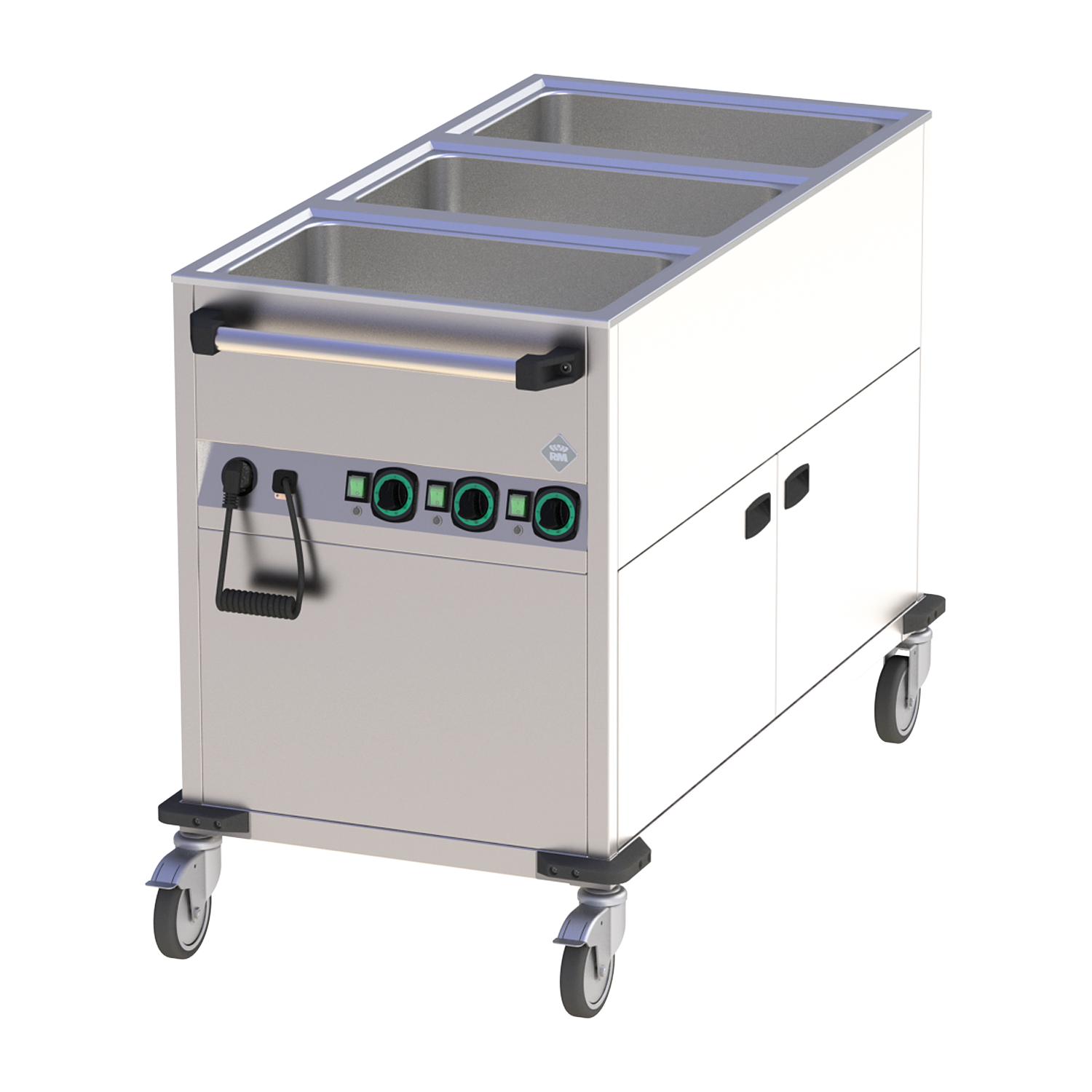 Vodní lázeň pojízdná elektrická GN 3-1/1 opláštěná ovládání na kratší straně | RM - BMPK 3120 CS