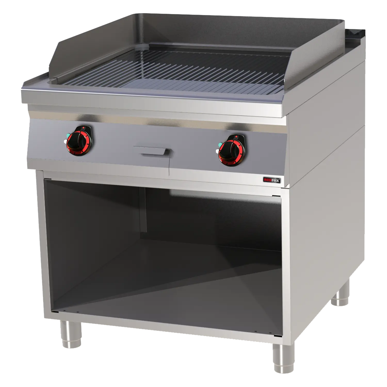 Grilovací deska 71x65 elektrická chromovaná rýhovaná s podestavbou 400 V | REDFOX - FTRC 90/80 E