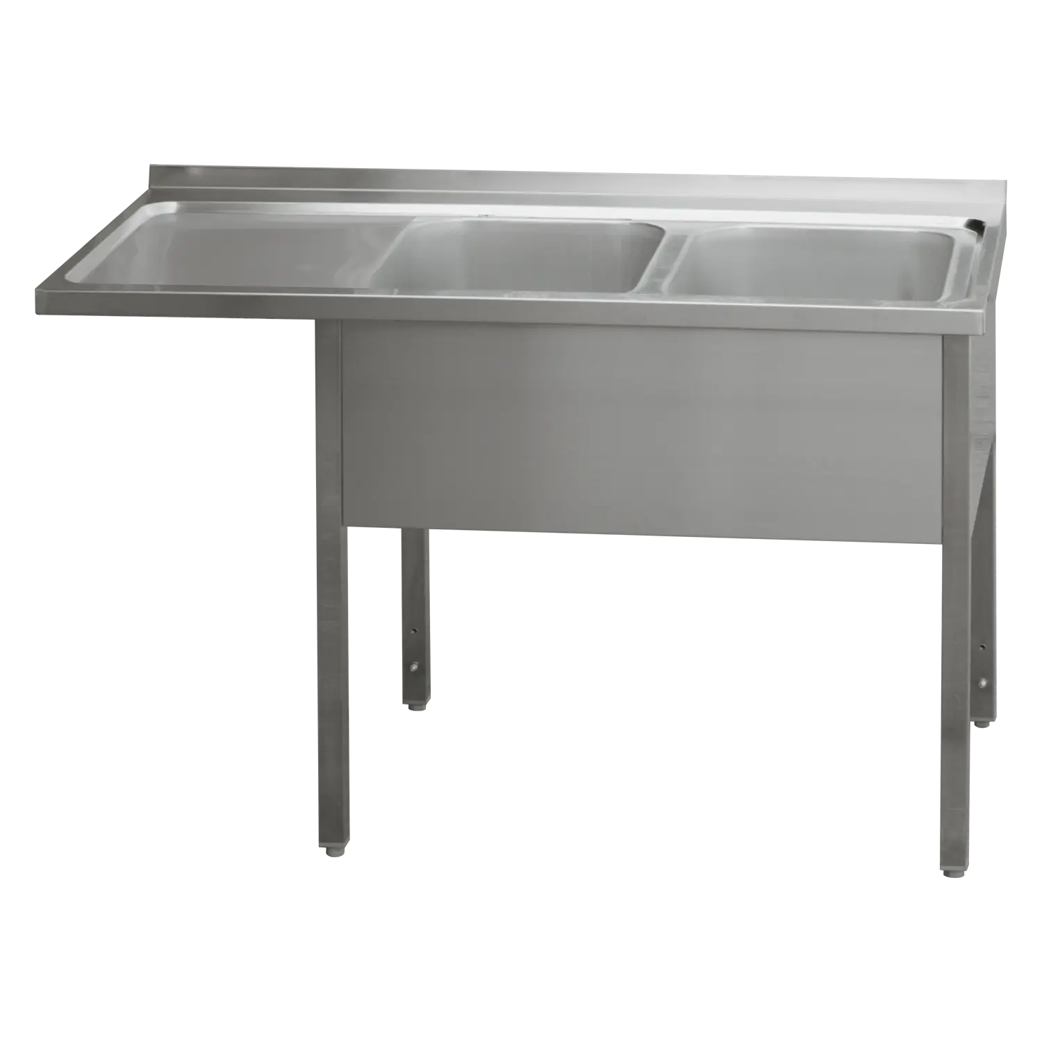 Stůl mycí 190 -x70x90 - 2x dřez 40x50x30 odkapávací plocha levá | REDFOX - MSDOL/M 7019