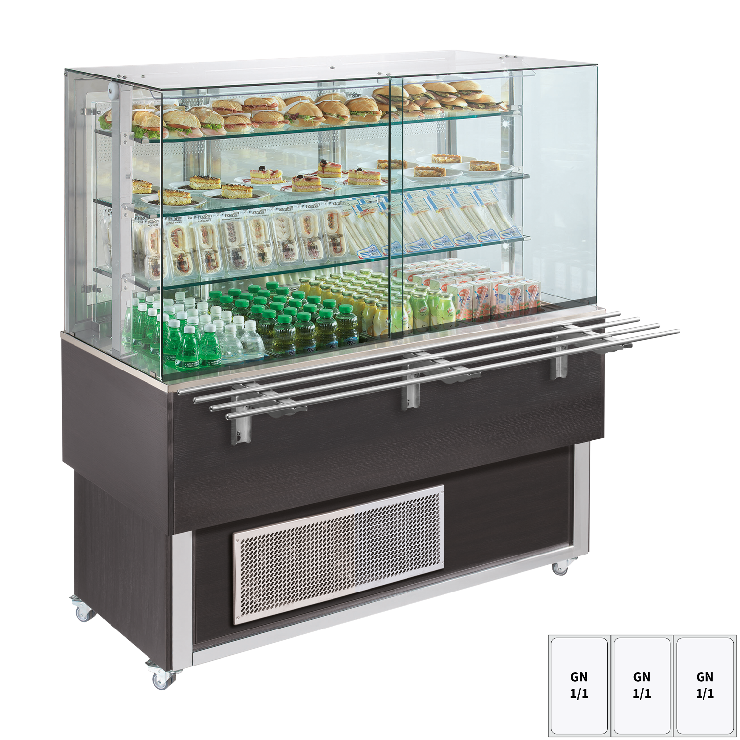 Vitrína chladicí GN 3-1/1 spodní kryt, otevírání do stran, Wenge | REDFOX - ES PLATINUM+ 3W DS