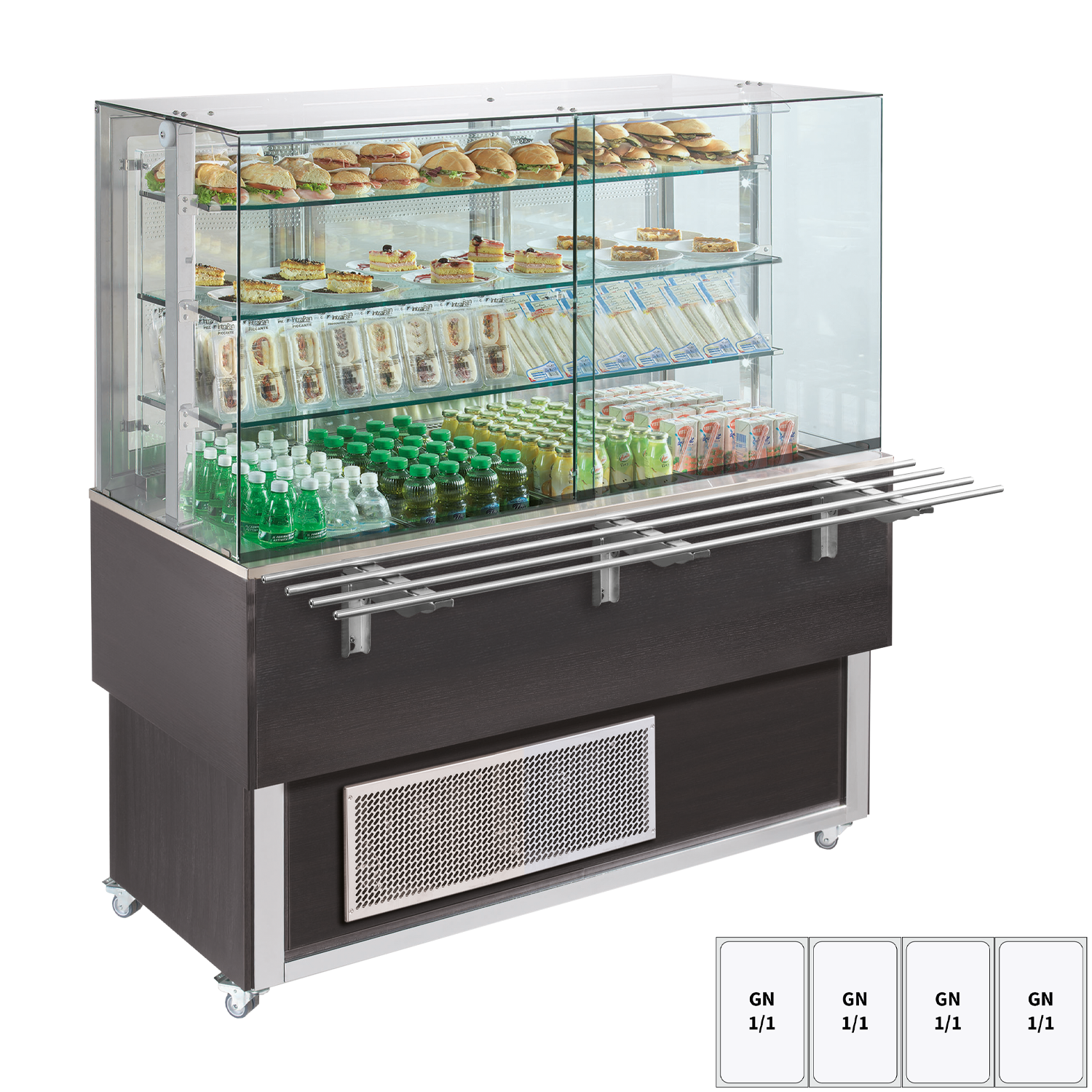 Vitrína chladicí GN 4-1/1 spodní kryt, otevírání do stran, Wenge | REDFOX - ES PLATINUM+ 4W DS