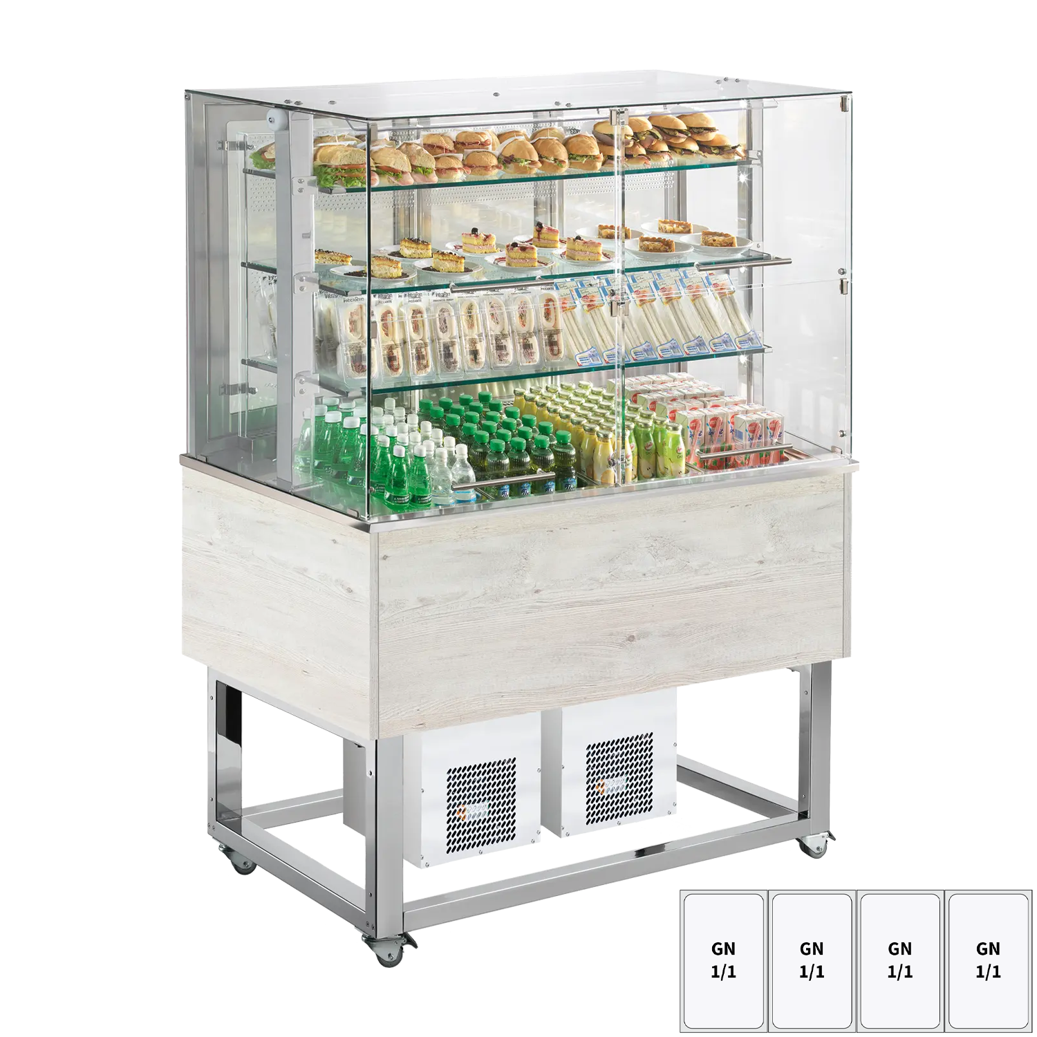 Vitrína chladicí GN 4-1/1 spodní kryt, otevírání nahoru, Hemlock | REDFOX - ES PLATINUM+ 4H DF