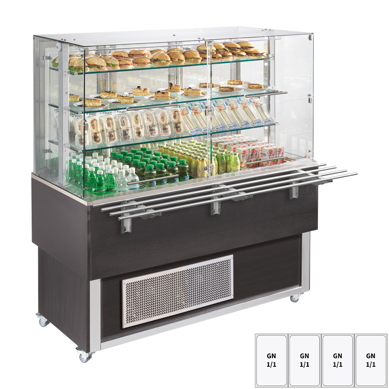 Vitrína chladicí GN 4-1/1 spodní kryt, otevírání nahoru, Wenge | REDFOX - ES PLATINUM+ 4W DF