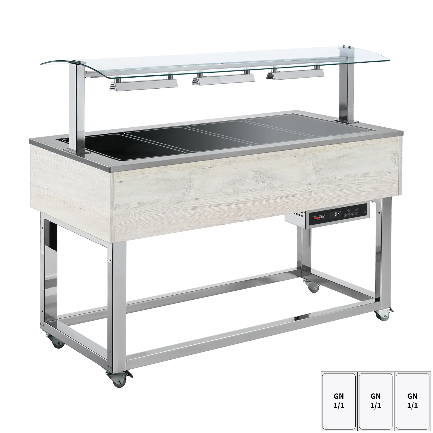 Bufet vyhřívaný, sklokeramický GN 3-1/1 Hemlock | REDFOX - ES BROWN+ 3H