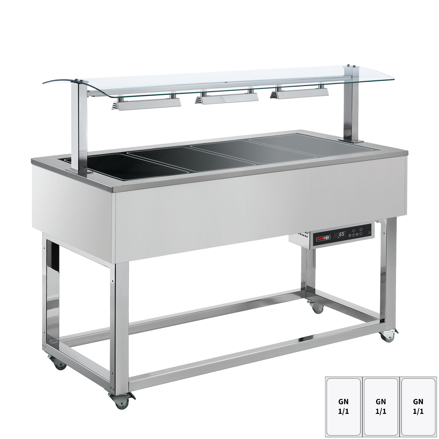 Bufet vyhřívaný, sklokeramický GN 3-1/1 RAL | REDFOX - ES BROWN+ 3R