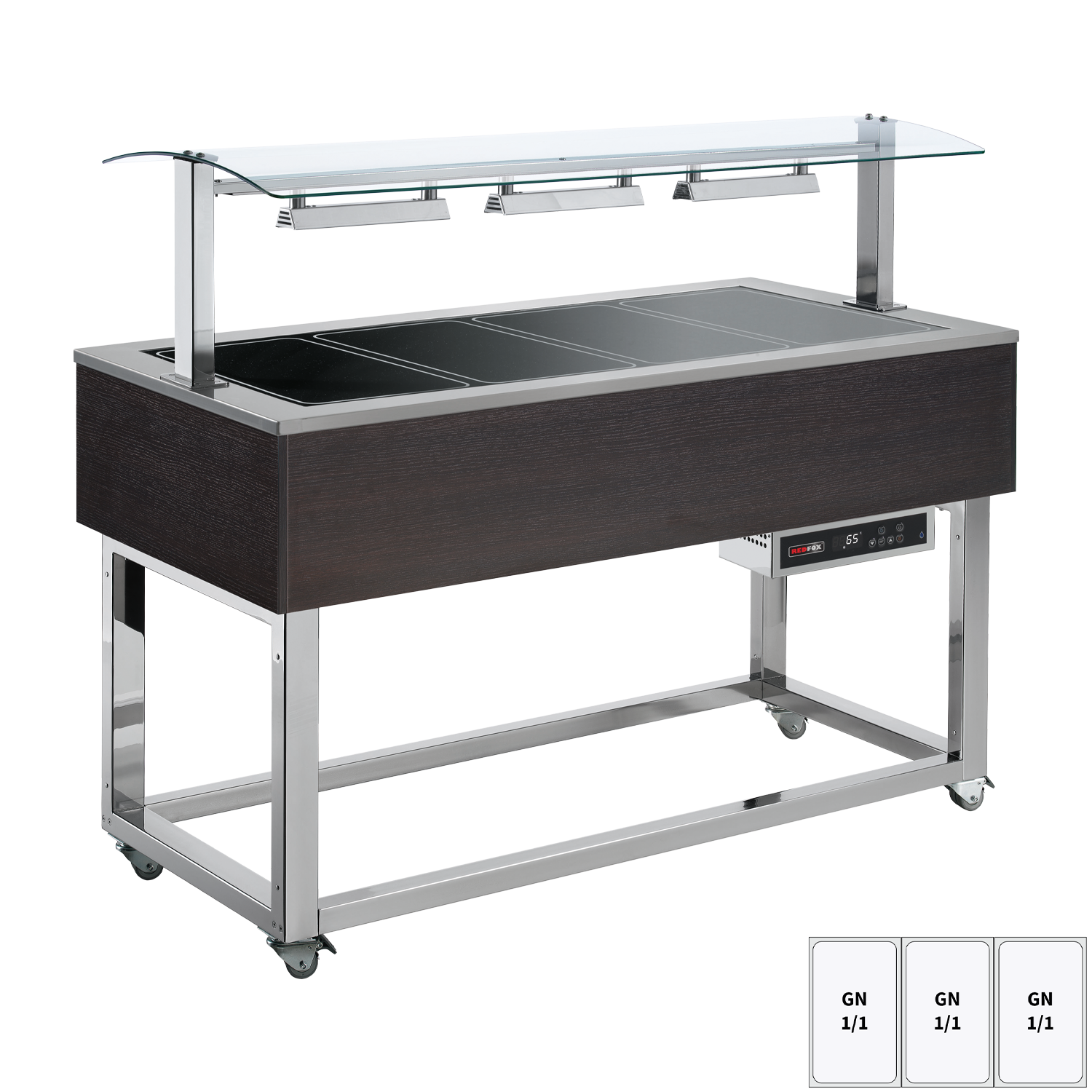 Bufet vyhřívaný, sklokeramický GN 3-1/1 Wenge | REDFOX - ES BROWN+ 3W