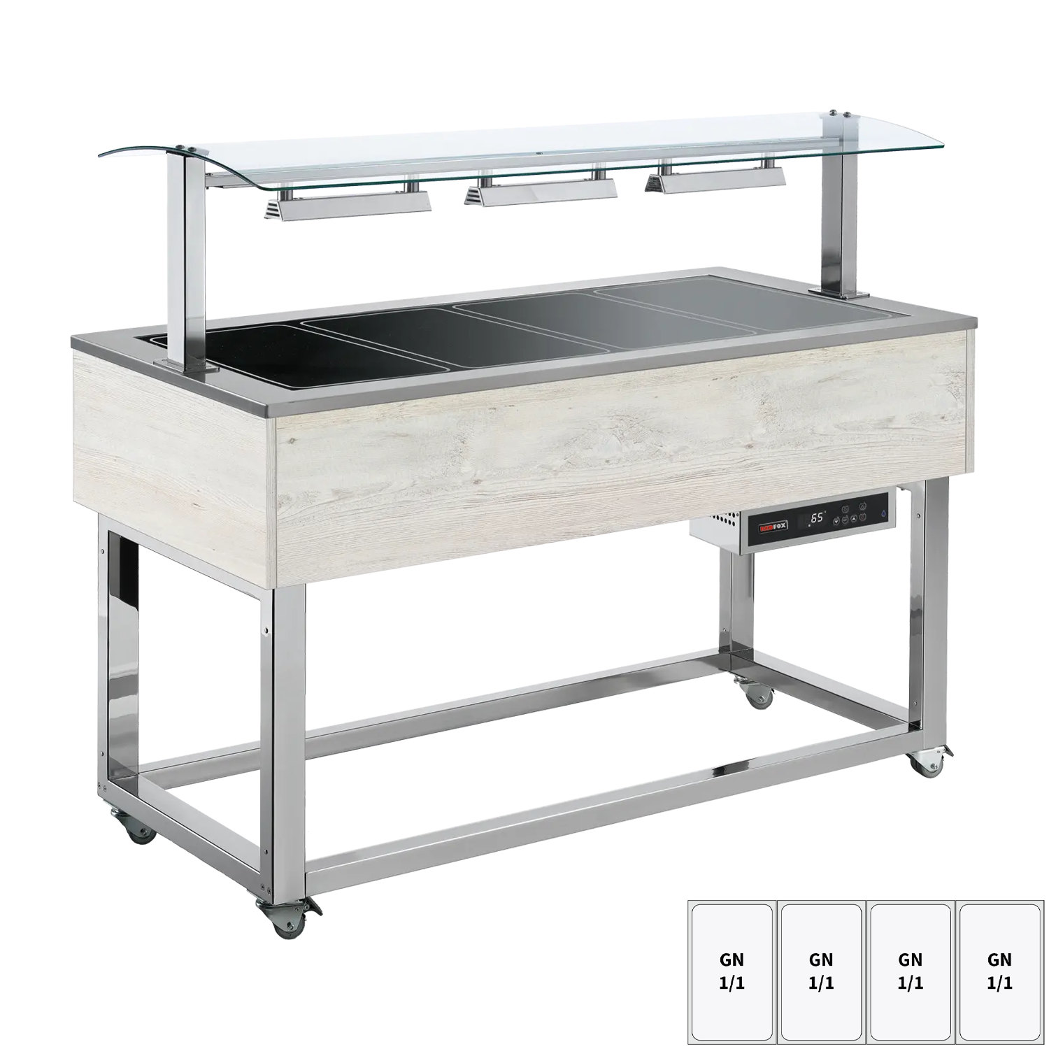 Bufet vyhřívaný, sklokeramický GN 4-1/1 Hemlock | REDFOX - ES BROWN+ 4H