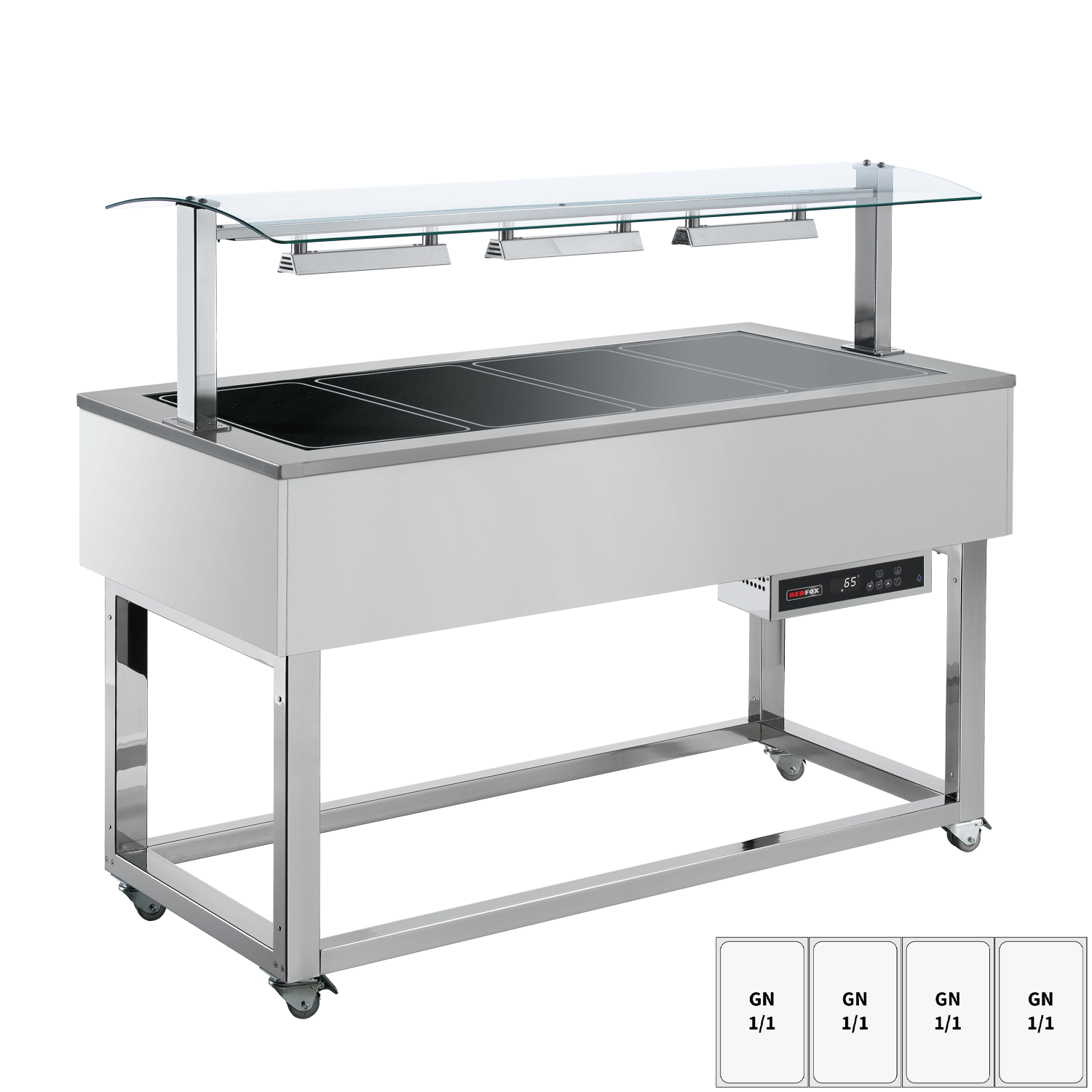 Bufet vyhřívaný, sklokeramický GN 4-1/1 RAL | REDFOX - ES BROWN+ 4R