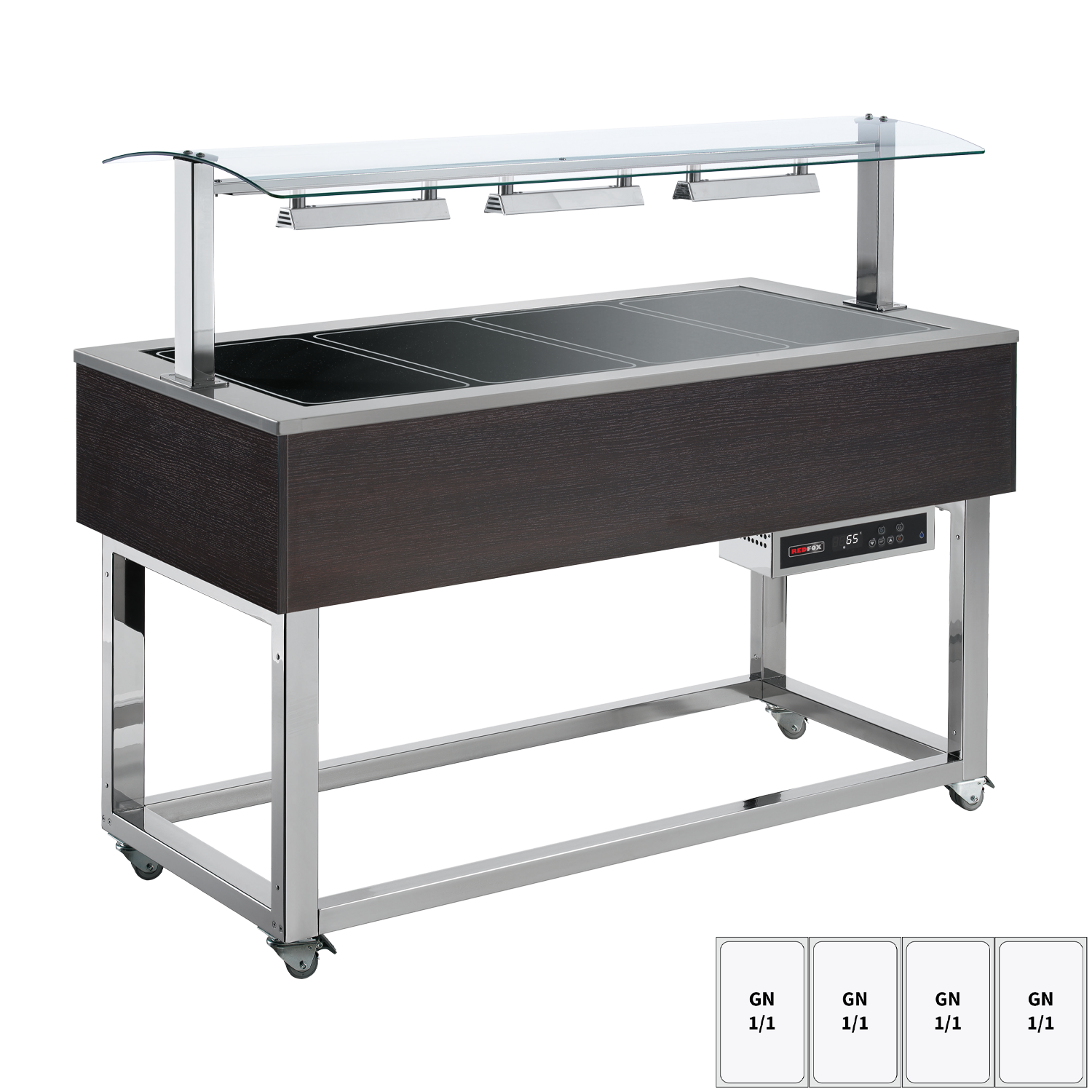 Bufet vyhřívaný, sklokeramický GN 4-1/1 Wenge | REDFOX - ES BROWN+ 4W