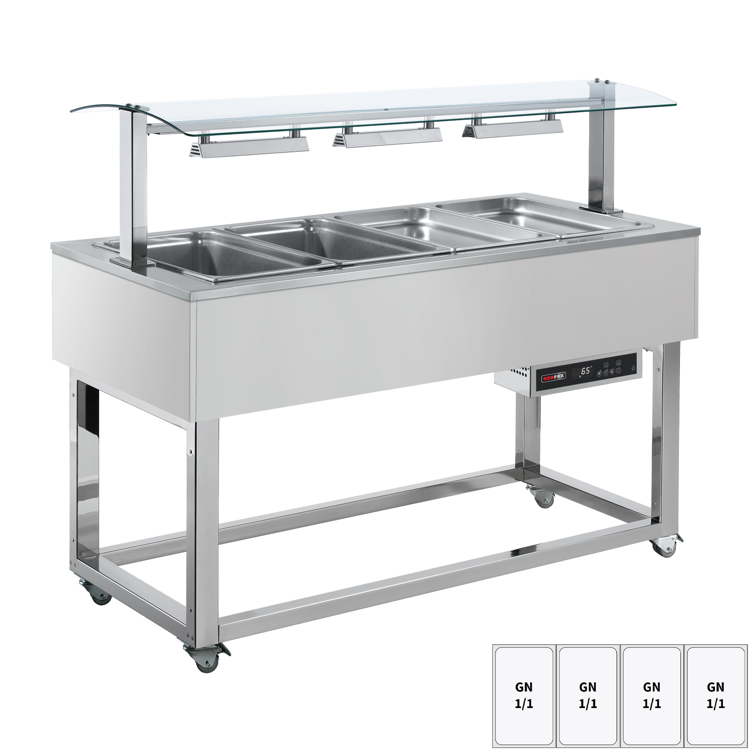 Bufet vyhřívaný, vodní GN 4-1/1 RAL | REDFOX - ES RED+ 4R