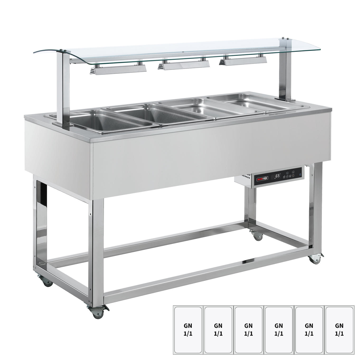 Bufet vyhřívaný, vodní GN 6-1/1 RAL | REDFOX - ES RED+ 6R