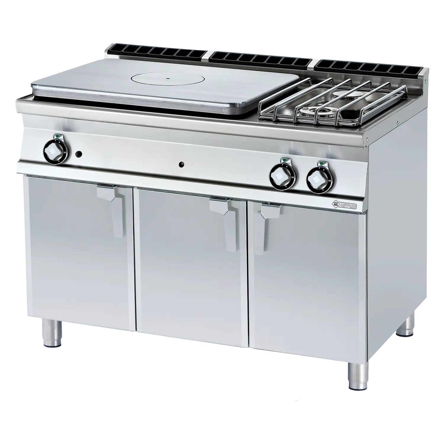 Sporák tálový plynový 3x hořák s podestavbou | RM - TP2-712GP