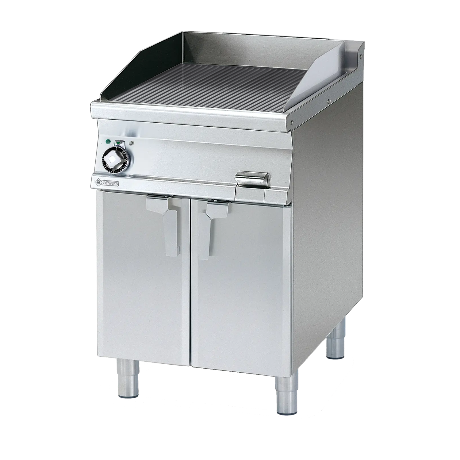 Grilovací deska 59x52 elektrická chromovaná rýhovaná s podestavbou 400 V | RM - FTR-76ETS