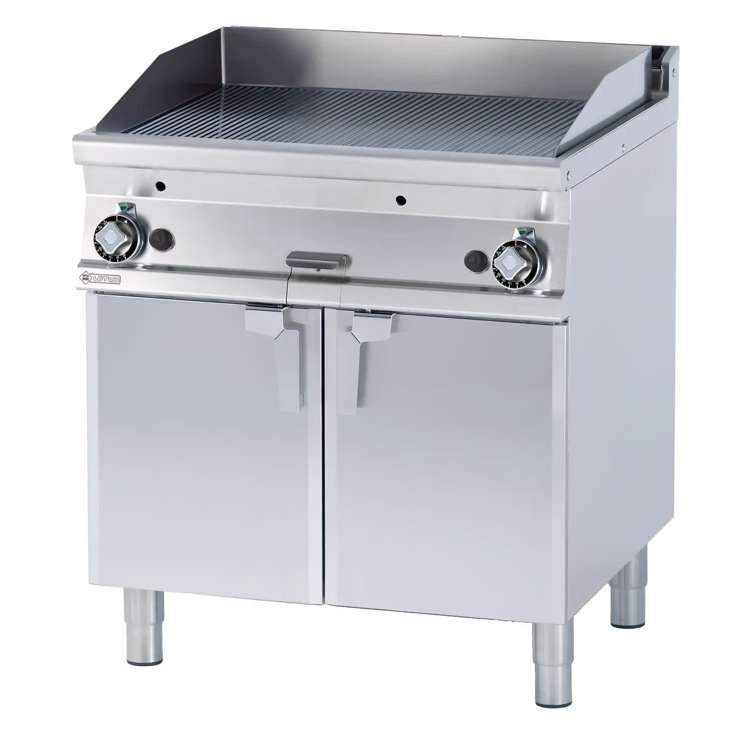 Grilovací deska 76x51 plynová chromovaná rýhovaná s podestavbou | RM - FTR-78GS