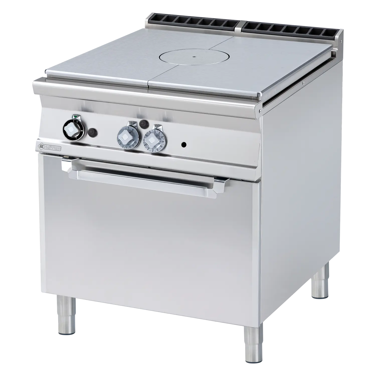 Sporák tálový kombinovaný se statickou elektrickou troubou GN 2/1 - 1x hořák  | RM - TPF-98GE