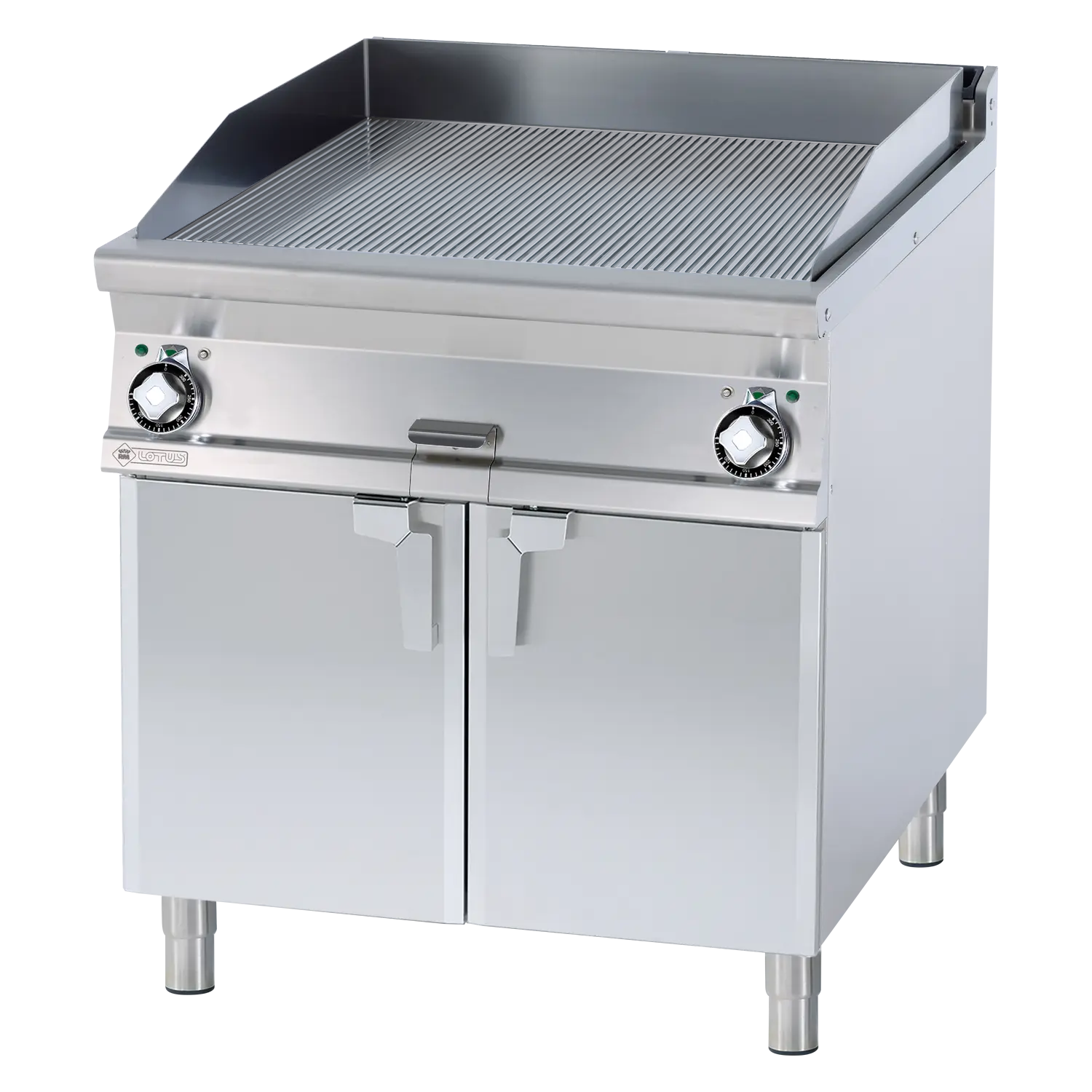 Grilovací deska 76x68 elektrická chromovaná rýhovaná s podestavbou 400 V | RM - FTR-98ETS