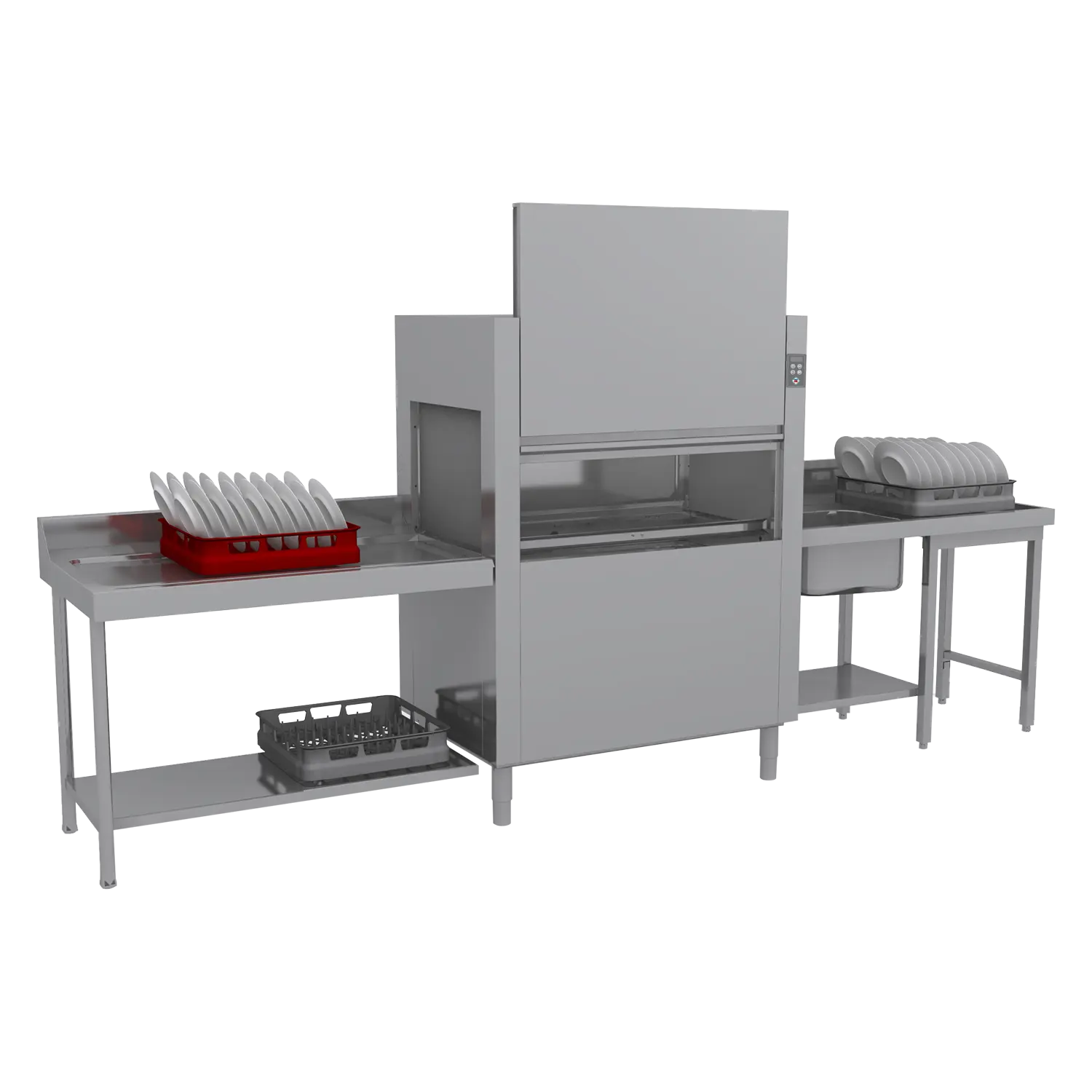 Myčka tunelová 120 košů za hodinu na horkou vodu, výstup vlevo | RM - CT 120 LX