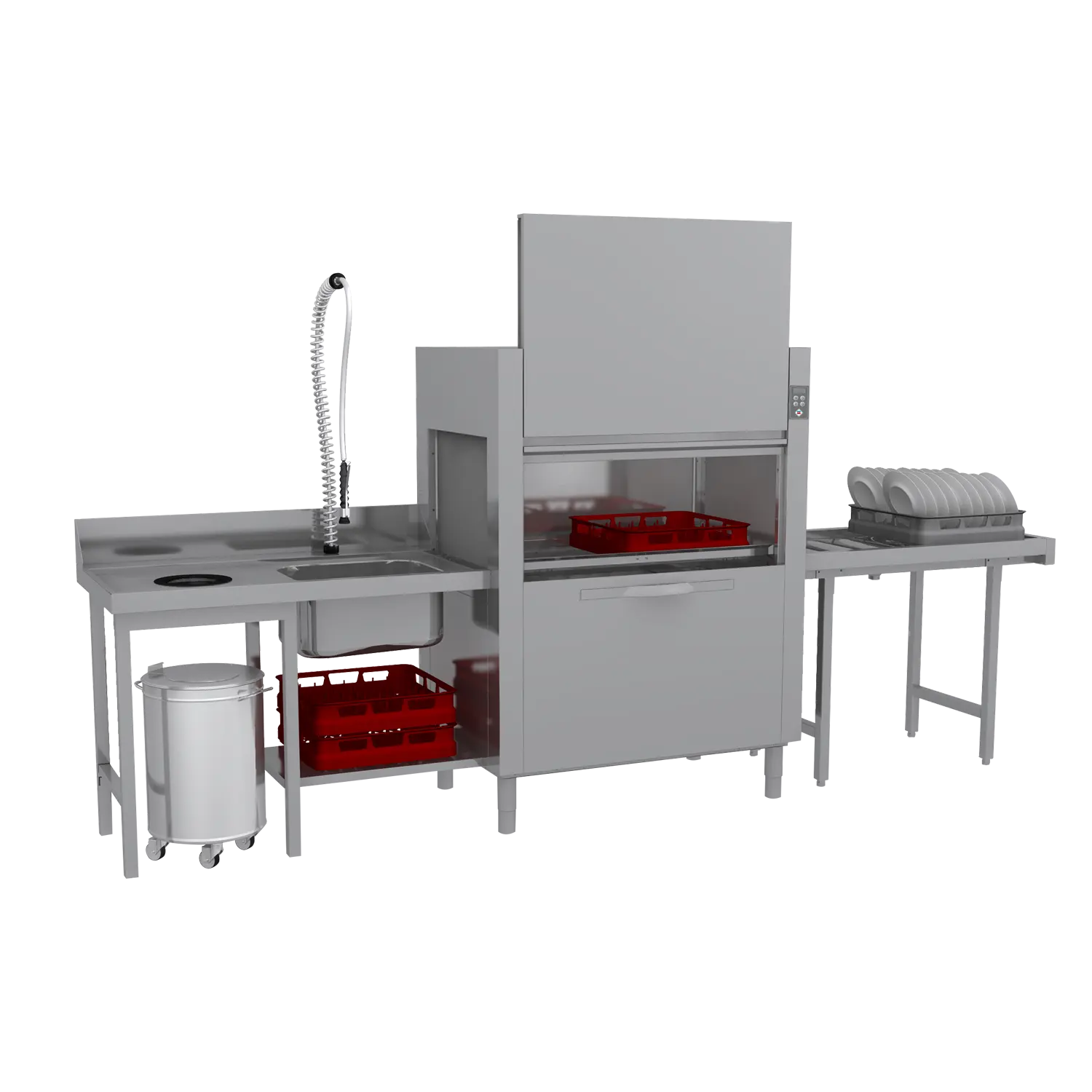 Myčka tunelová 160 košů za hodinu na studenou vodu, výstup vpravo | RM - CT 160 W ABT RX