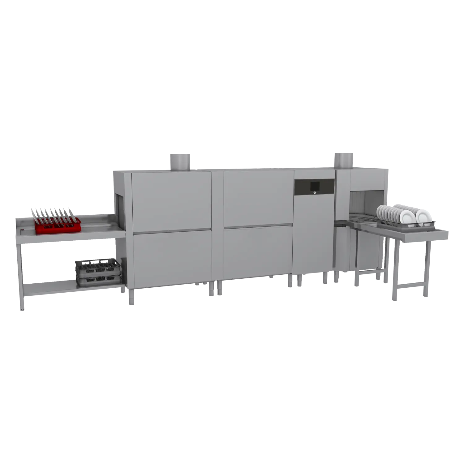 Myčka tunelová 270, studená voda, výstup vpravo,  rohový sušící modul, rekuperace | RM - XT 270 R XTRS XTRCO