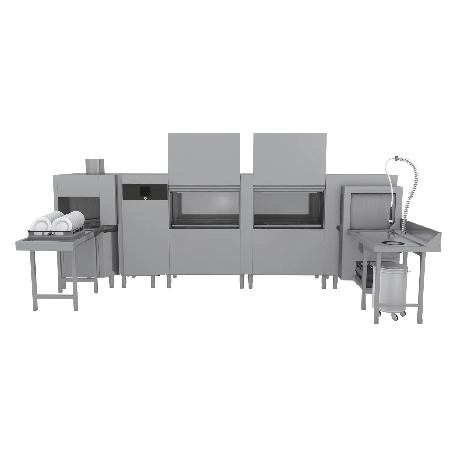 Myčka tunelová 300, studená voda, výstup vlevo,  rohovýpředmytí, rohový sušící  modul, rekuperace | RM - XT 300 L XTRS CTPWR XTRCO