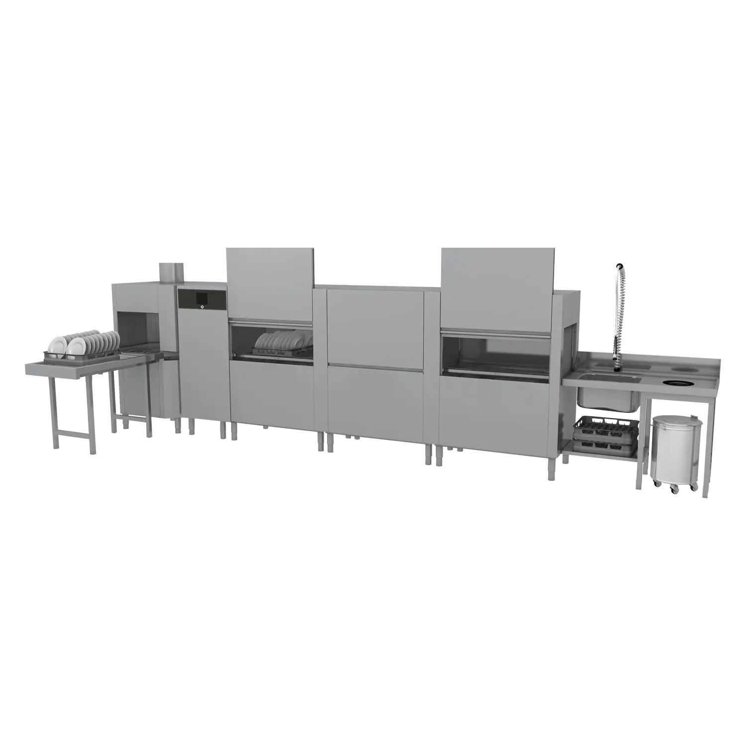 Myčka tunelová 300, studená voda, výstup vlevo, rohový sušící modul | RM - XT 300 L XTRS