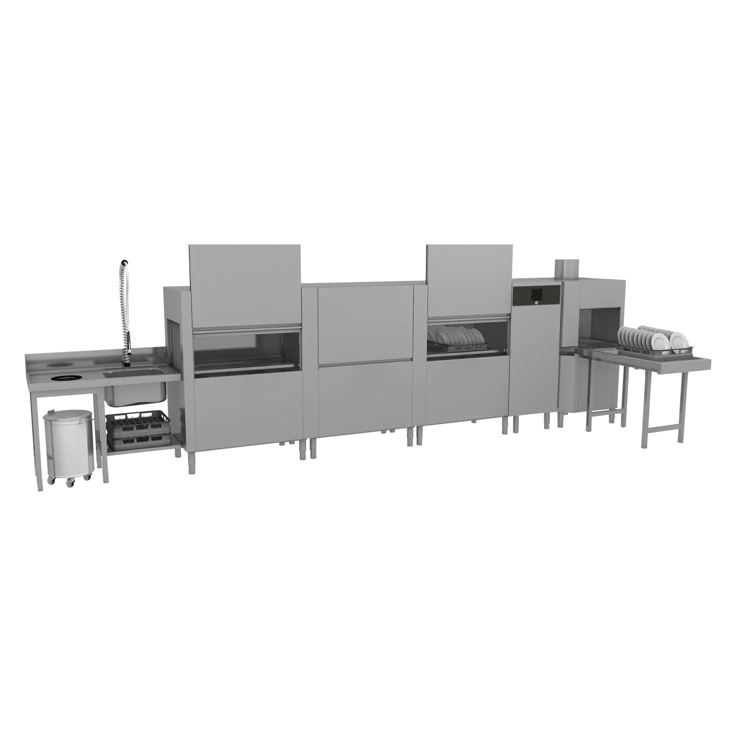 Myčka tunelová 300, studená voda, výstup vpravo, rohový sušící modul, rekuperace | RM - XT 300 R XTRS XTRCO