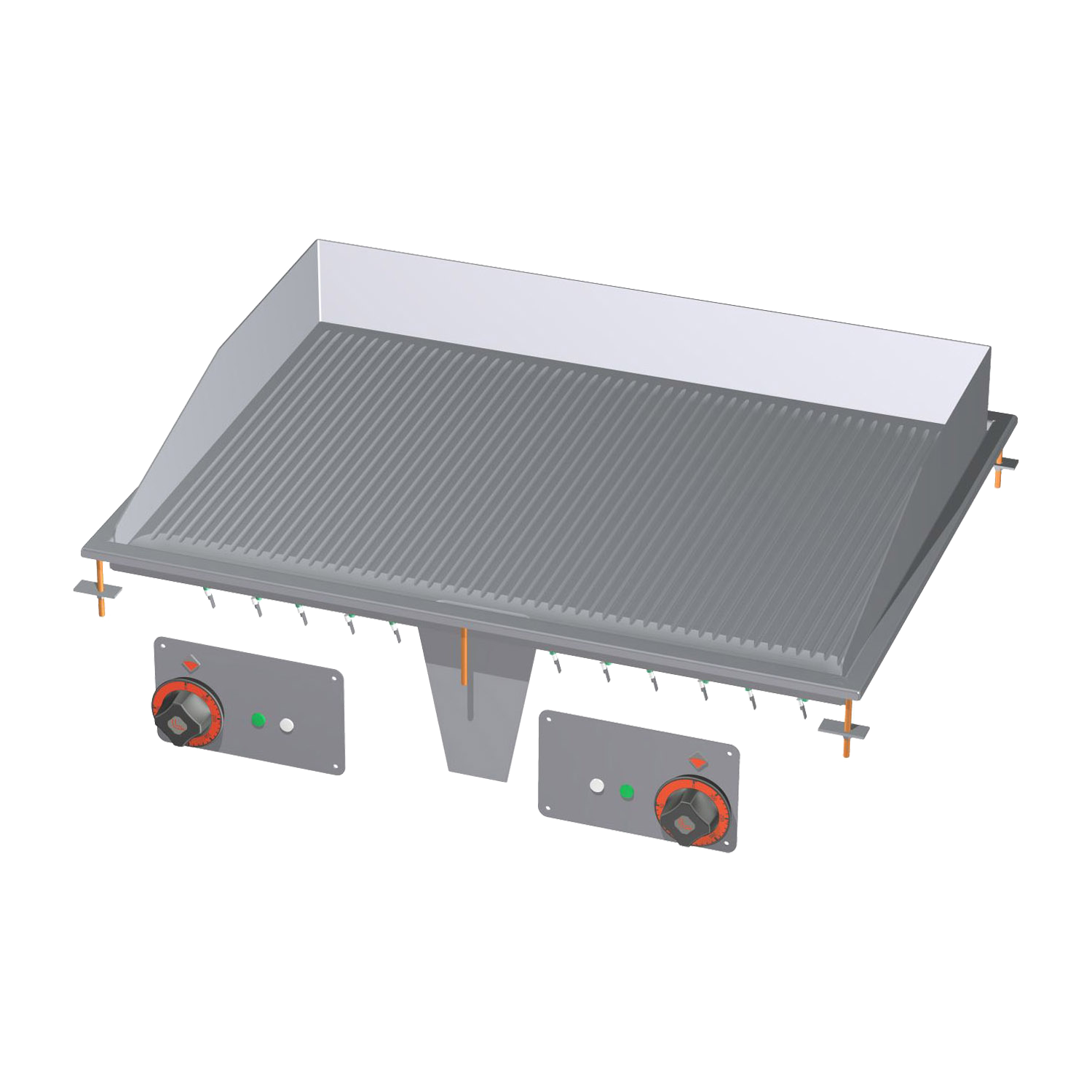 Grilovací deska 75x55 drop-in elektrická chromovaná rýhovaná 400 V | RM - FTRD-68ETS