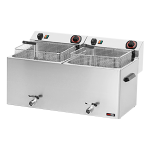 Fritéza elektrická dvojitá 0,74 kW/l, 11+11 l stolní s výpustí 400 V | REDFOX - FE 1010 T